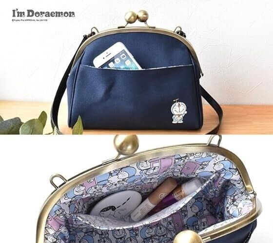 Doraemon 2way Metal Shoulder Bag Navy Canvas 26cm Adult Size Japan Limited