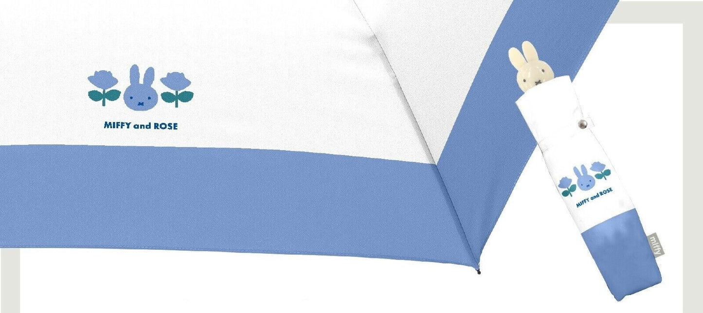 Miffy Folding Umbrella Parasol Face Handle Rose Blue Adult Size Japan Limited