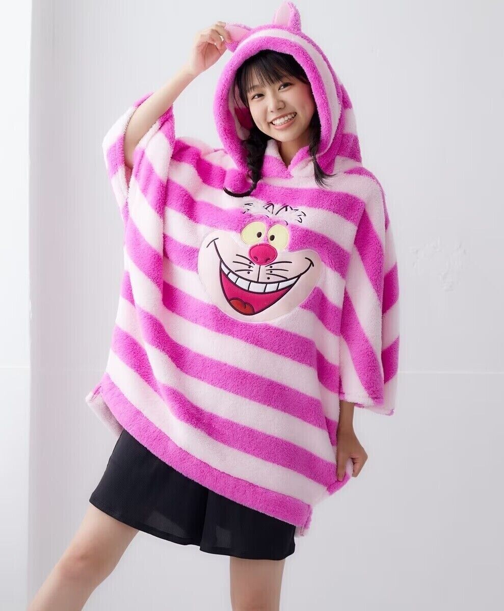 Disney Alice in Wonderland Cheshire Cat Boa Fluffy Hoodie w/ Ear Women Cosplay