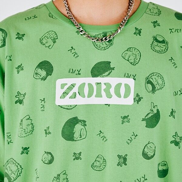 ONE PIECE Roronoa Zoro POP Patterned All Over T-shirt L Size Unisex Japan LTD