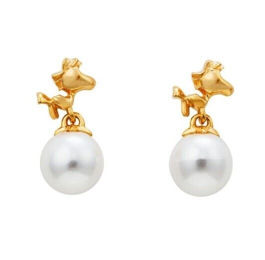 Peanuts Snoopy Woodstock Pearl Earrings Jewelry Silver 925 Japan Limited