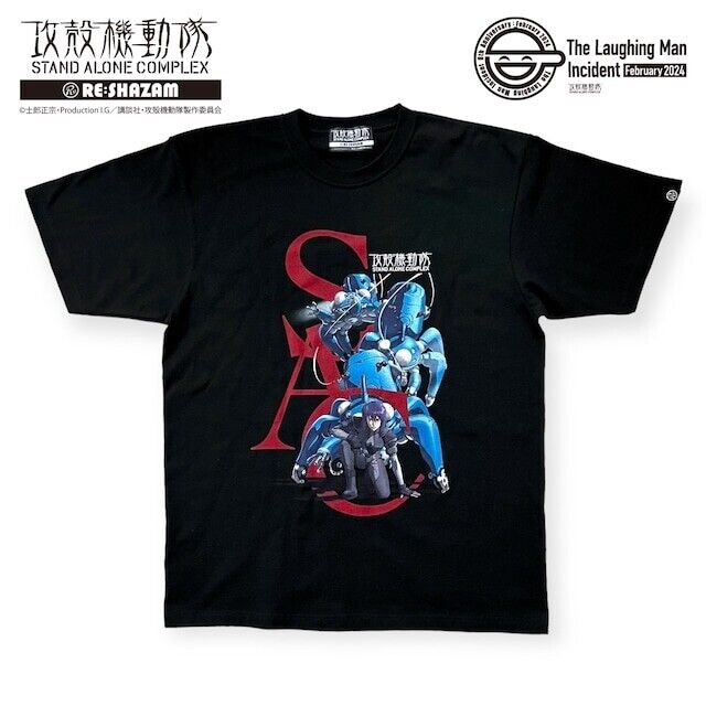 Ghost in the Shell Motoko Kusanagi Tachikoma T-shirt Black The Laughing Man 2024