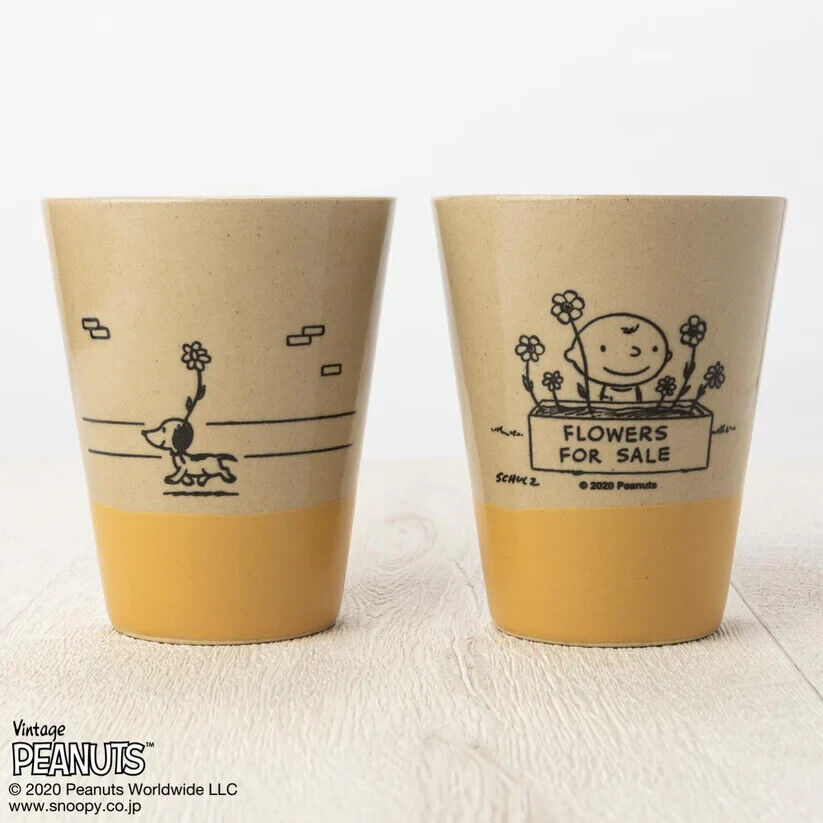 Peanuts 70th Anniversary Snoopy Flower Tumblr Cup Yellow 190ml Pottery MASHICO