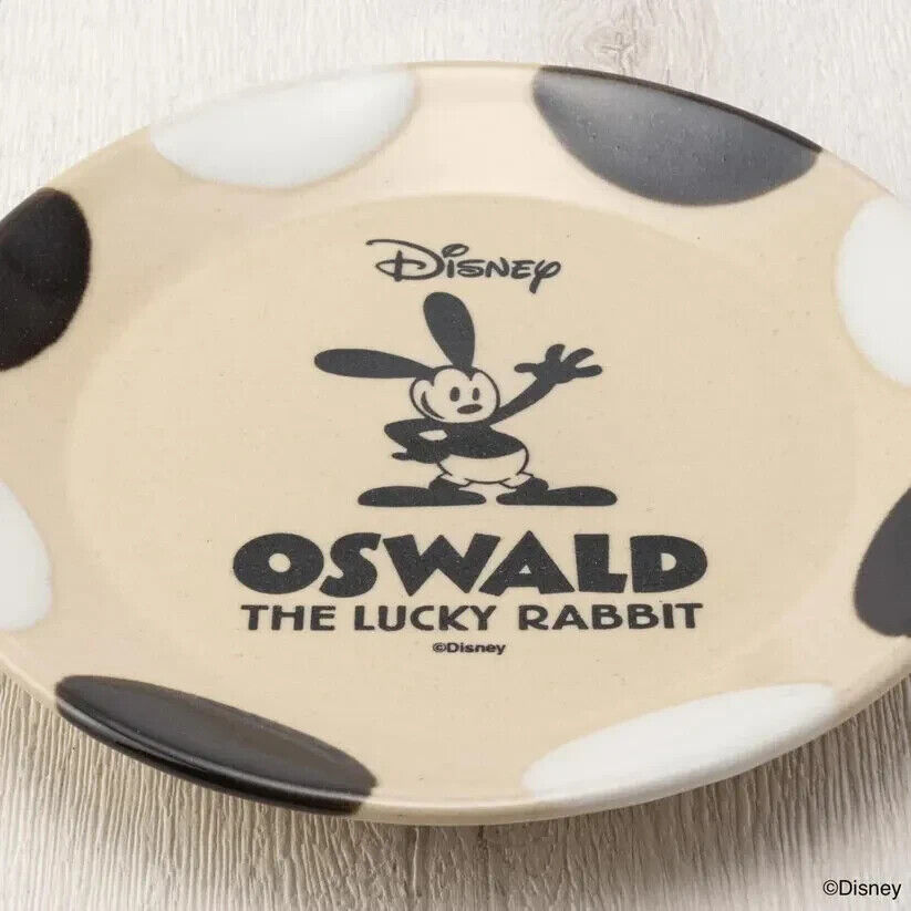 Disney Oswald the Lucky Rabbit Logo MASHICO Dish Plate 17cm Black White Japan