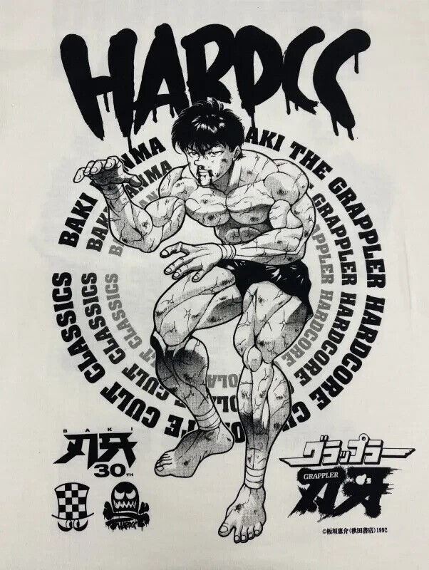 Baki the Grappler BAKI HANMA vs KANJI IGARI T-shirt L Size Vanilla White Japan