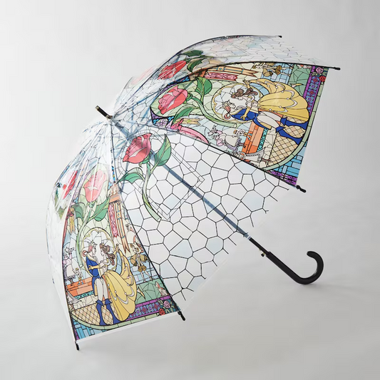 Disney Princess Beauty and the Beast Belle Stained Glass Plastic Vinyl Umbrella