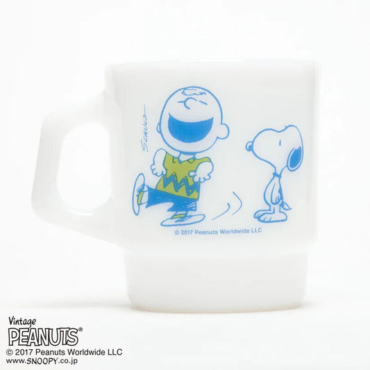 Fire-King Peanuts Snoopy Charlie Brown Stacking Mug Cup Milk White Glass 215ml