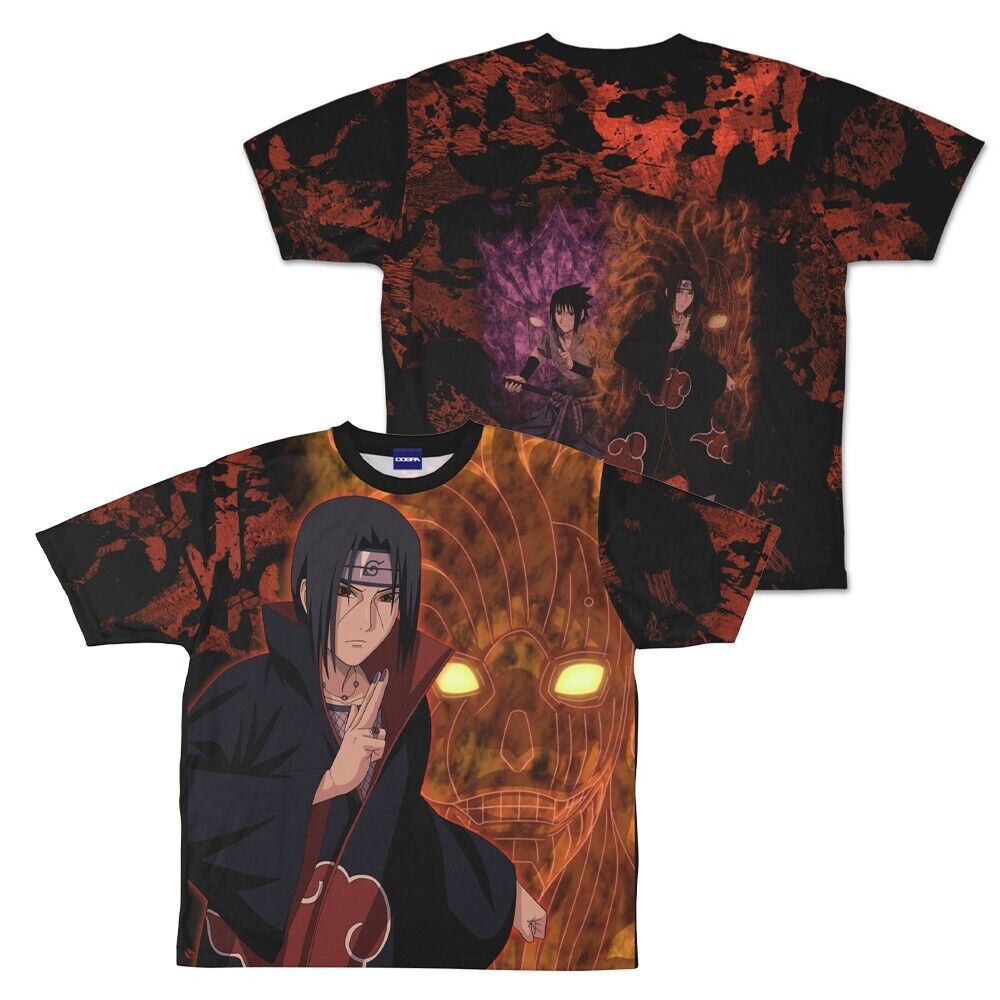 Naruto Shippuden Itachi Uchiha Full Graphic T-shirt XL Size Unisex Japan Limited