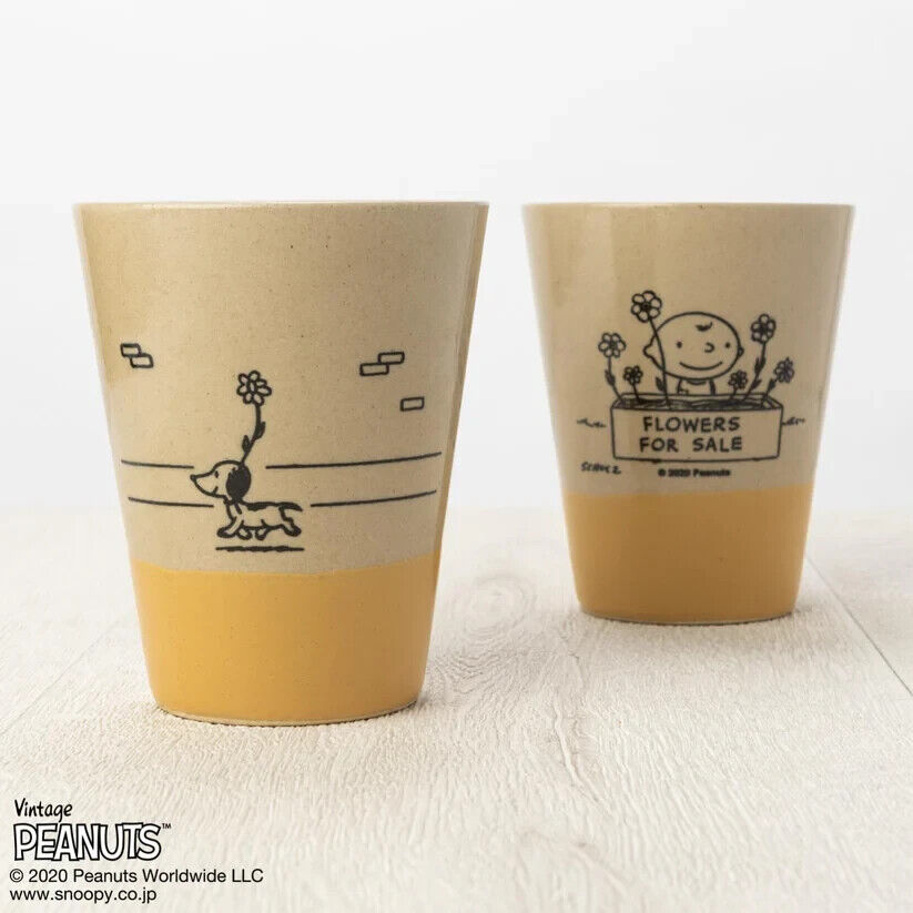 Peanuts 70th Anniversary Snoopy Flower Tumblr Cup Yellow 190ml Pottery MASHICO