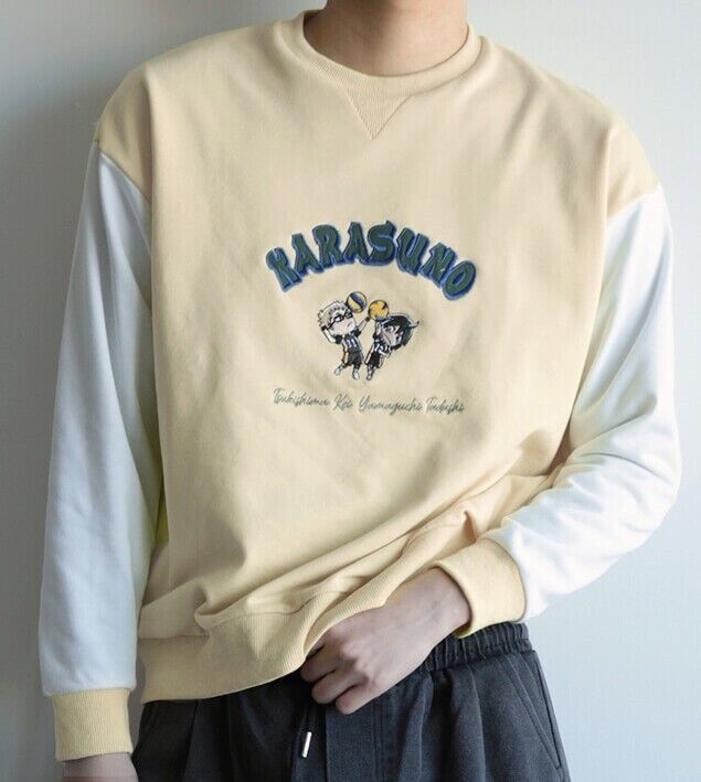 Haikyuu!! Haikyu Karasuno Kei Tsukishima Tadashi Yamaguchi Sweatshirt Yellow L