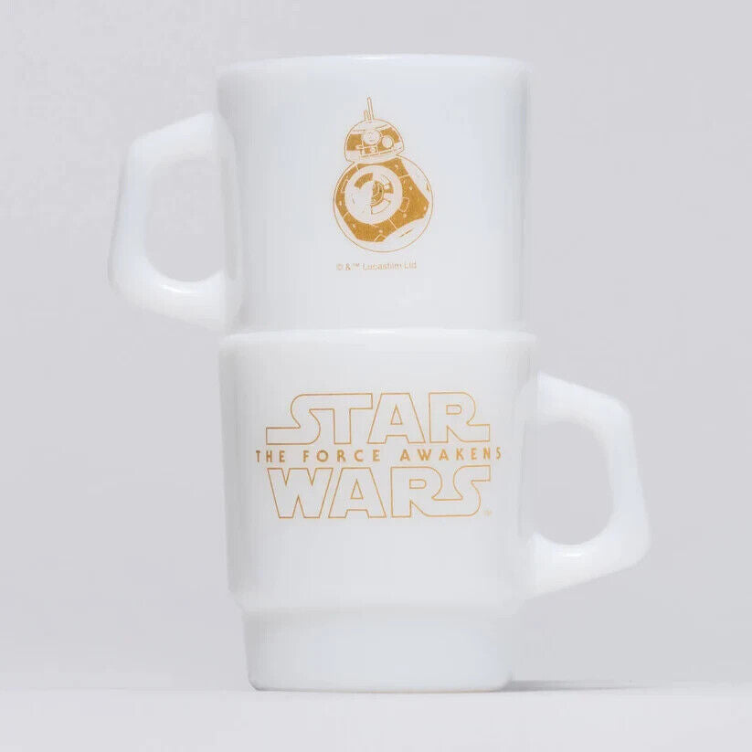 Fire-King Star Wars BB-8 Stacking Mug Cup 215ml Milk White Glass Japan