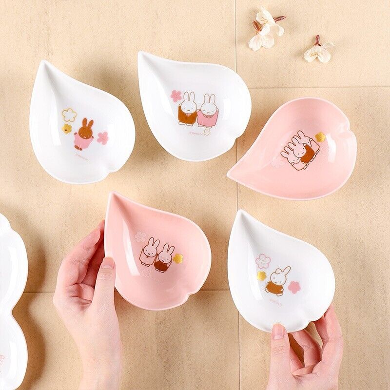 Flower Miffy Sakura Cherry Blossom Art Plate Set Porcelain Tableware Japan LTD