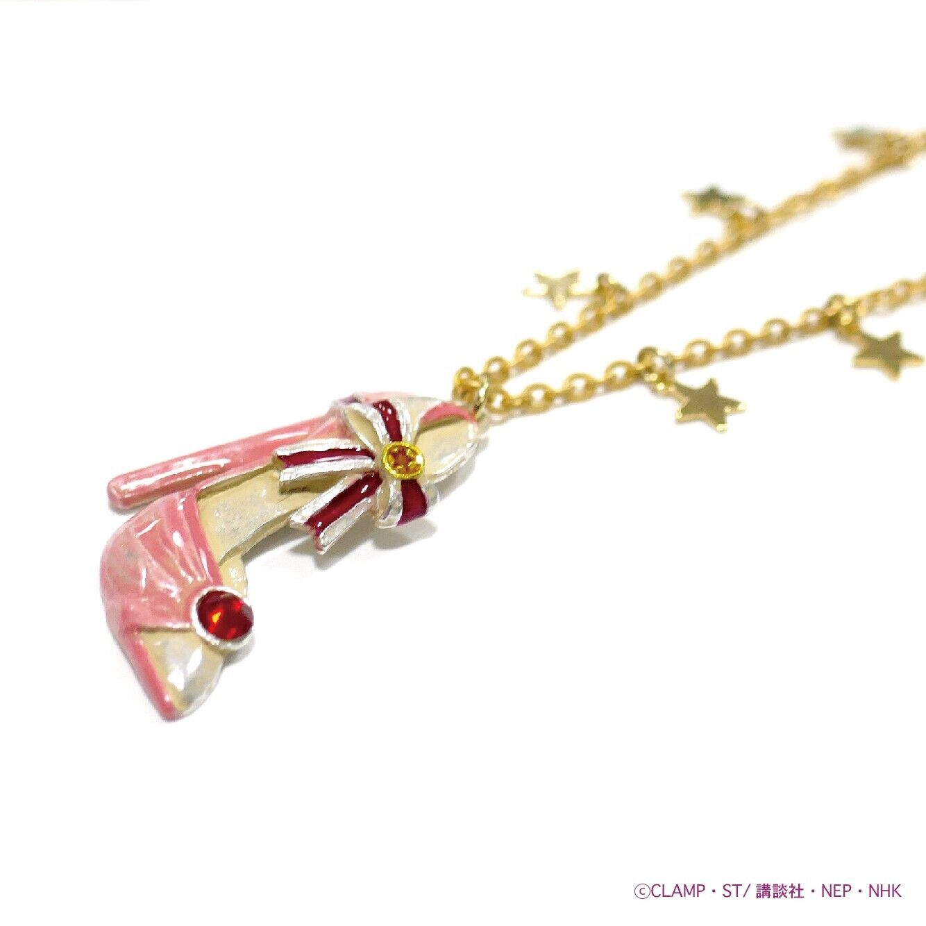 Cardcaptor Sakura Clear Card Costume Pink Ribbon Dress Necklace Pendant Shoe