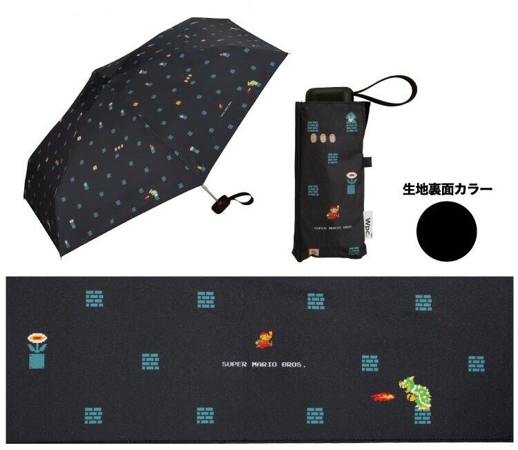 Nintendo Super Mario Bros Folding Umbrella Parasol Black Japan Limited