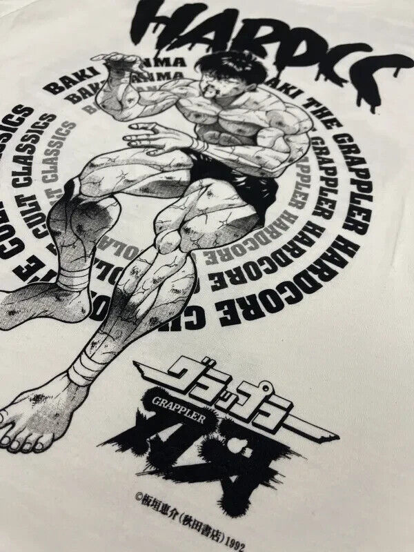 Baki the Grappler BAKI HANMA vs KANJI IGARI T-shirt L Size Vanilla White Japan