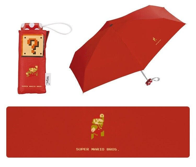 Nintendo Super Mario Bros Folding Umbrella Parasol Red Adult Size Japan Limited