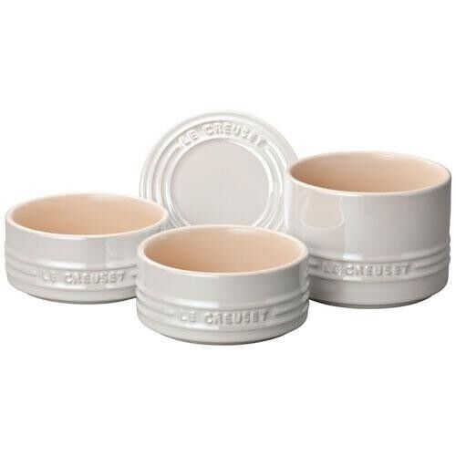 Le creuset Stacking Ramekin Heat Resistant Container Set White 910367-00 New