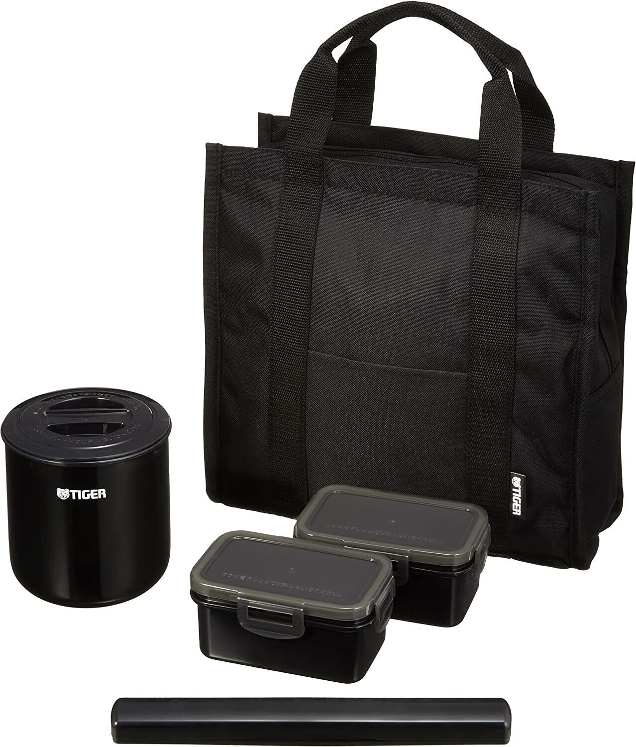 LWY-T036-K Tiger lunch box insulation Stainless steel lunch jar tote bag Black