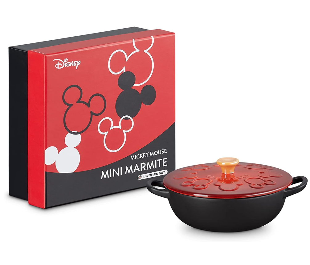 Le Creuset Disney Mickey Mouse Mini Marmite Pot 12cm Cherry Red Black Japan NEW