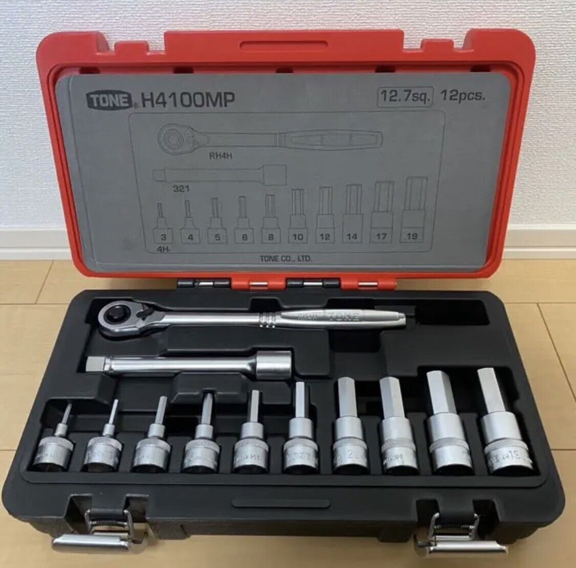 H4100MP 1/2 TONE Drive 3 19 Hexagon Socket Wrench Set 12 Tools Japan New