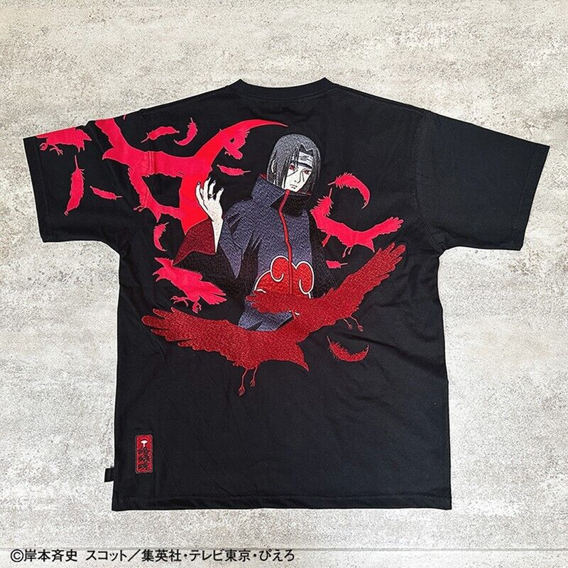 NARUTO Itachi Uchiha T-shirt Embroidery Black XL Size Japan Limited Cosplay