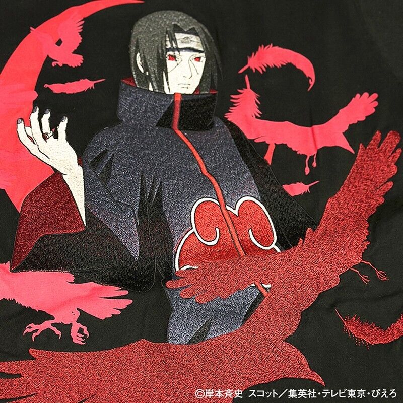 NARUTO Itachi Uchiha T-shirt Embroidery Black XL Size Japan Limited Cosplay