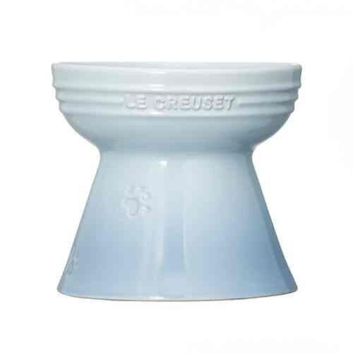 Le Creuset Pet Bowl High Stand Food Water Microwaveable Dog Cat coastal blue