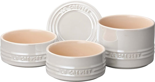 0630870129657 Le creuset Stacking Ramekin Heat Resistant Container Set White New