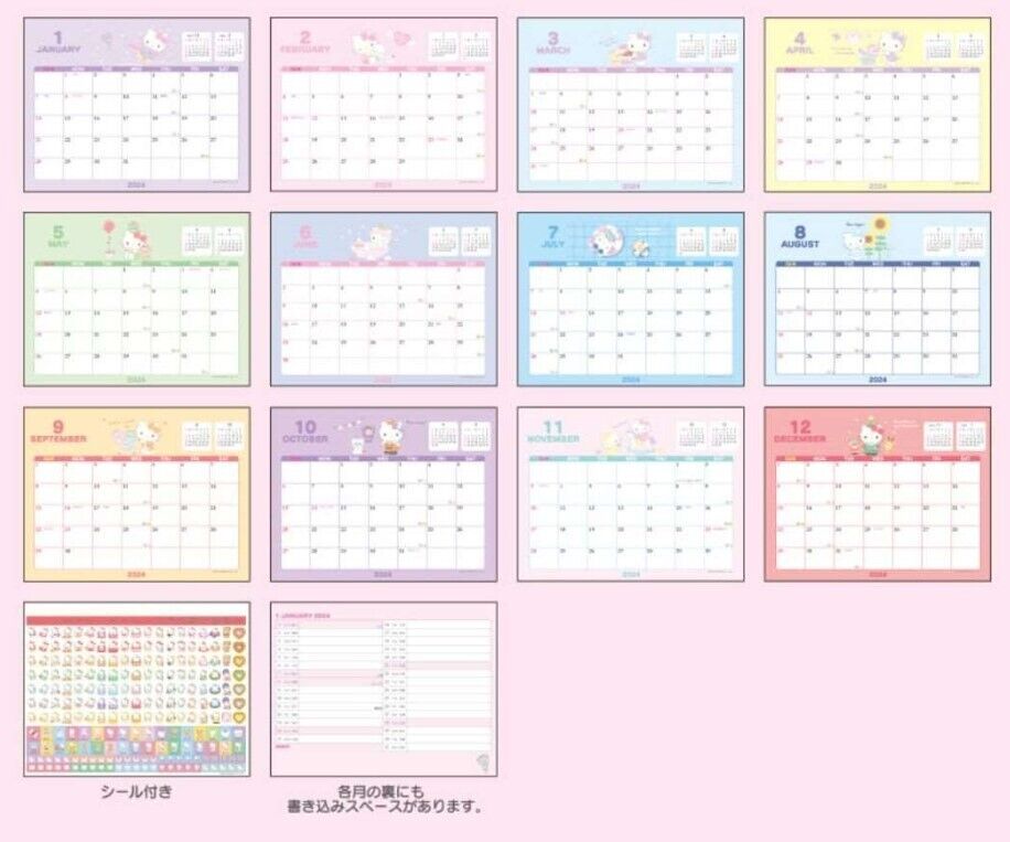 Sanrio Hello Kitty 2024 Wall Hanging Calendar M From Japan