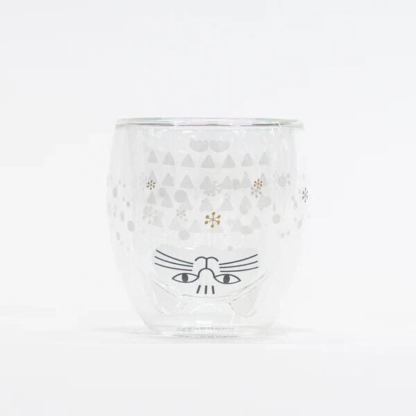 Lisa Larson Salt Cat Snow Pattern Glass Tumblr Cup 250ml Heat Resistant Japan