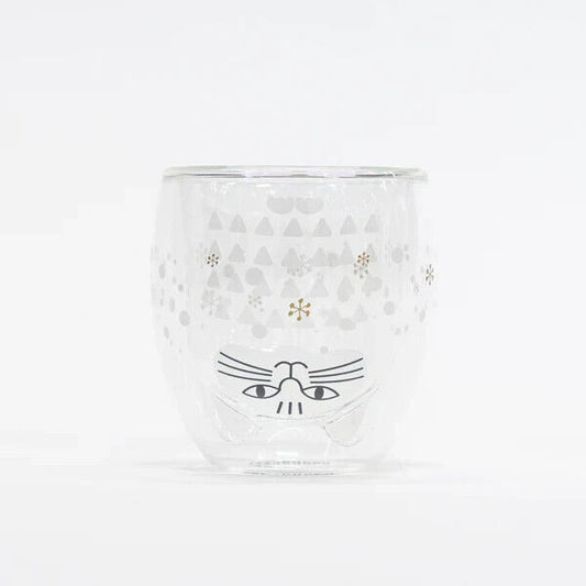 Lisa Larson Salt Cat Snow Pattern Glass Tumblr Cup 250ml Heat Resistant Japan