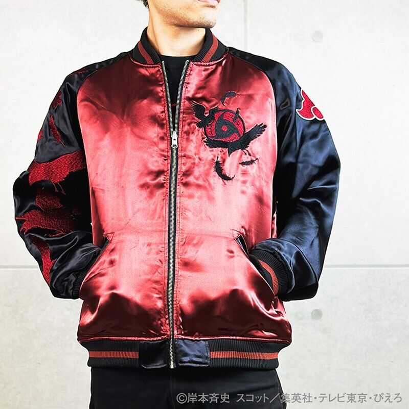 NARUTO Itachi Uchiha Satin Jacket Embroidery Sukajan Reversible XL Size Cosplay