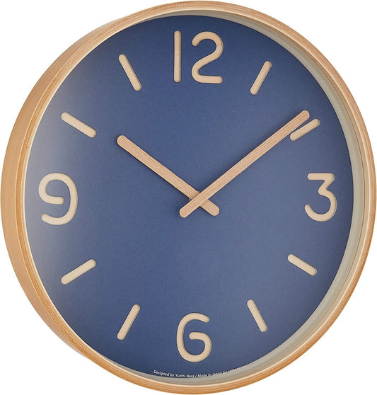 NY18-15 BL Lemnos Wall Clock Analog THOMSON PAPER Blue Natural Color Wood