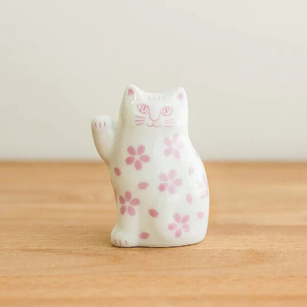 Lisa Larson Manekineko Beckoning Luck Cat Sakura Flower Ceramic H7cm Japan