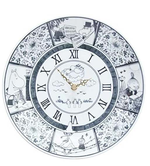 Moomin amabro Plate Clock Dish Arita Kitchenware Black New JAPAN