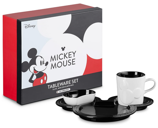 Le Creuset [Limited Edition] Mickey Mouse Tableware Set Shiny Black Japan NEW