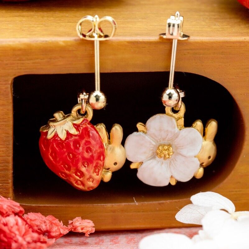 Miffy Strawberry Flower Earrings Palnart Poc Japan Limited