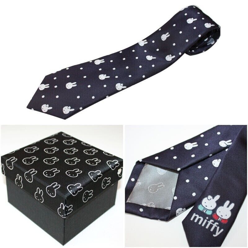 Miffy Tie Necktie Face Dot Navy w/ Box Japan