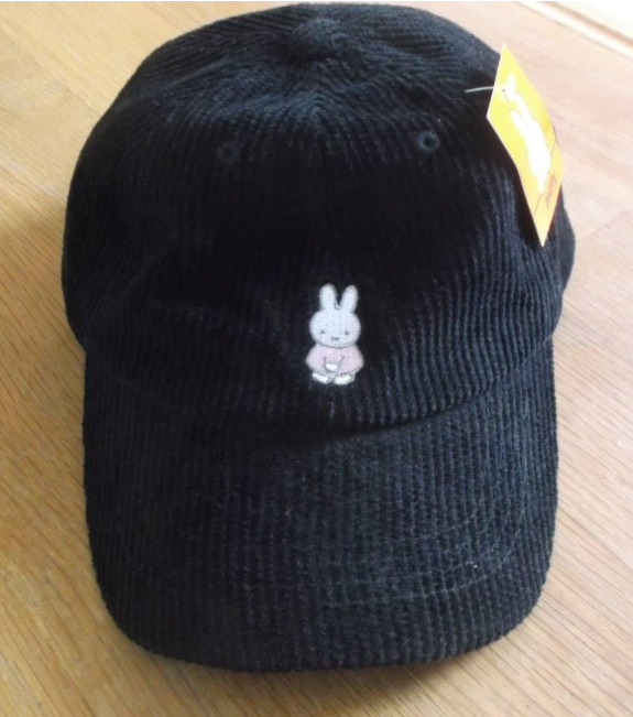 Miffy Cap Ladies Hat Simple Black Hat with applique tomokuni corduroy NEW JP