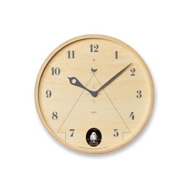 LC17-14 Lemnos Wall Clock Pace Analog Cuckoo Wooden Frame Natural Color  New
