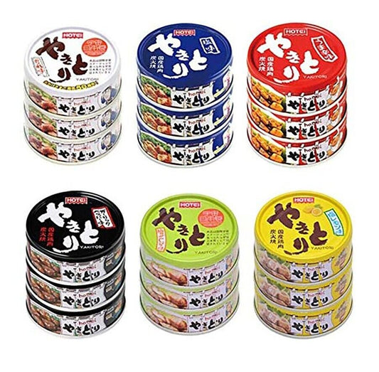 Hotei Foods Canned food set Yakitori 18 pcs (6 Types x 3 ) Salt umami From Japan
