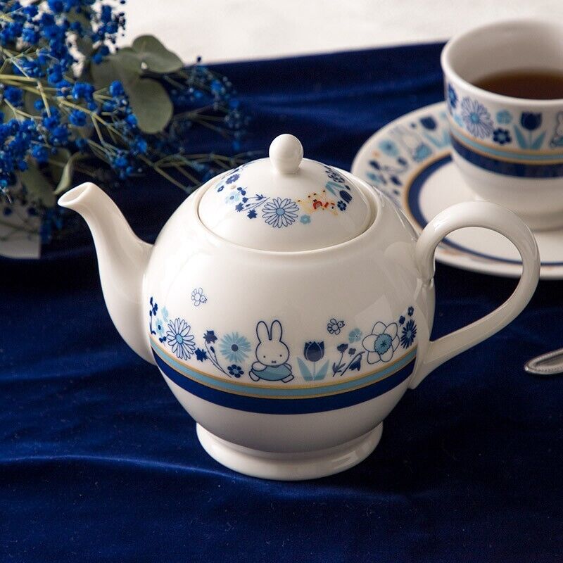 Miffy Tea Pot Blue Flower Porcelain Japan Limited