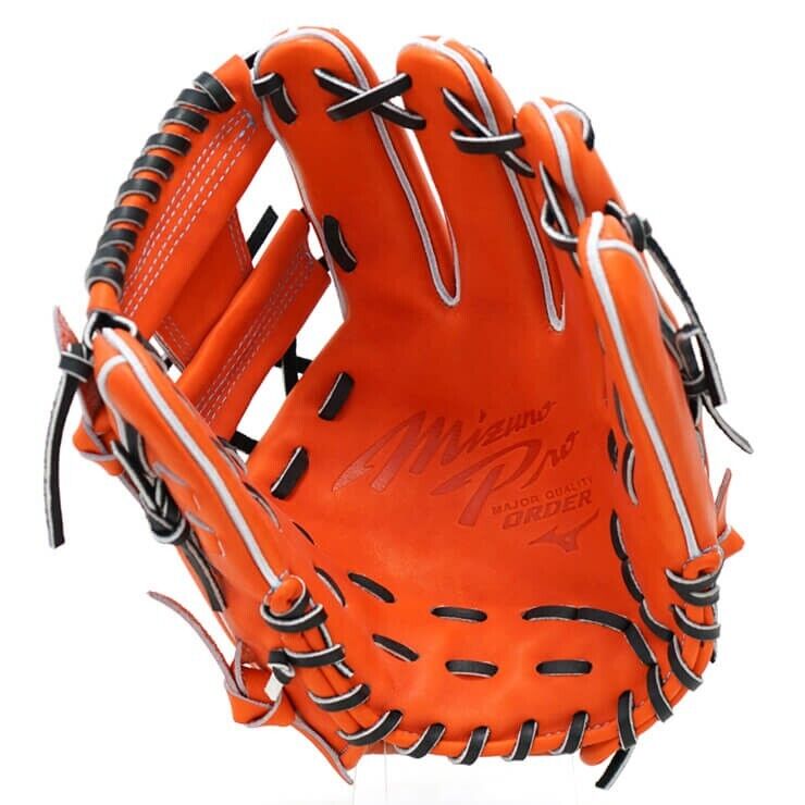 Mizuno Pro Baseball Hard Glove HAGA JAPAN Infield miz-1ajgh88350 Orange LHT