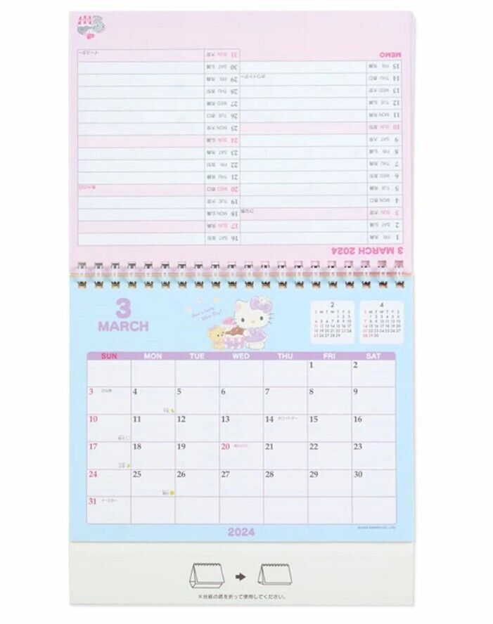 Sanrio Hello Kitty 2024 Wall Hanging Calendar M From Japan