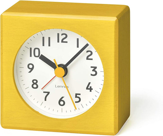 PA18-02YE Lemnos Table Clock Analog Alarm Clock Farbe Yellow Farbe New