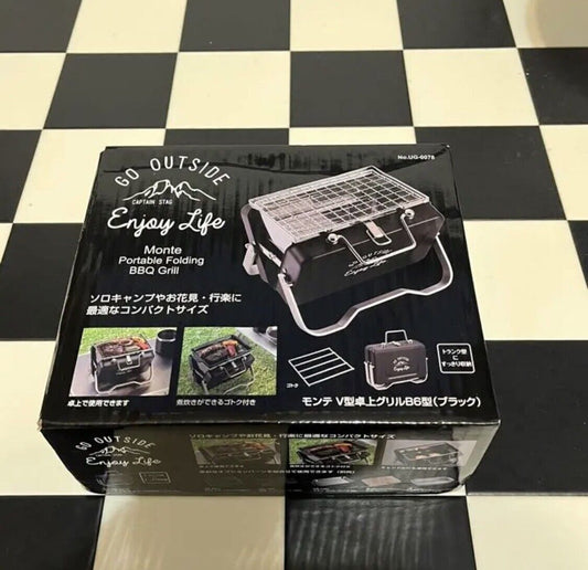 B6 Black CAPTAIN STAG BBQ Stove Grill V Type Tabletop Grill B6 Black