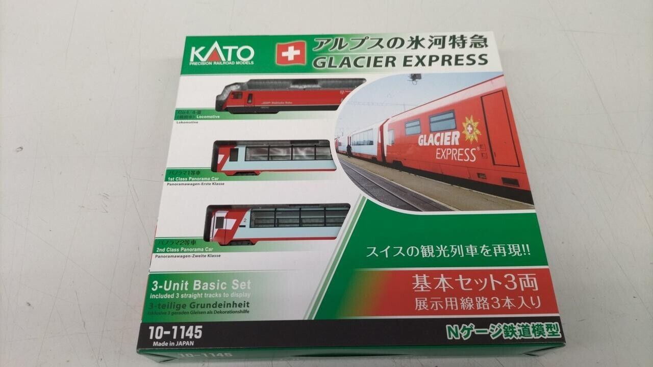 KATO N-Scale 10-1145 GLACIER EXPRESS 3-Unit Basic Set Made in Japan N Gauge USED