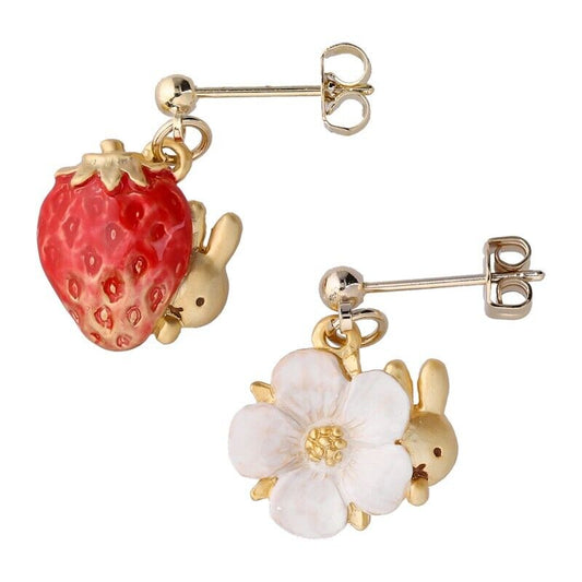 Miffy Strawberry Flower Earrings Palnart Poc Japan Limited