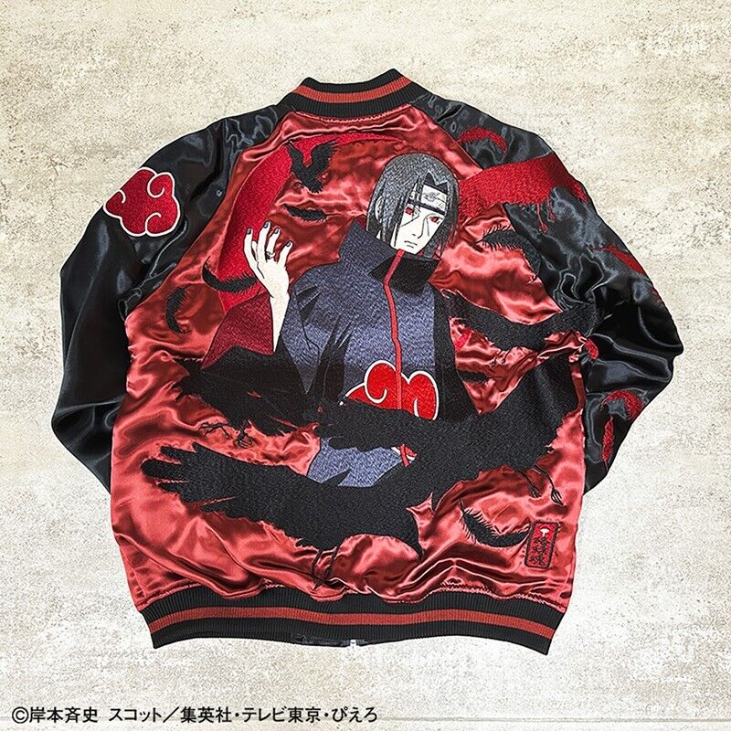 NARUTO Itachi Uchiha Satin Jacket Embroidery Sukajan Reversible XL Size Cosplay