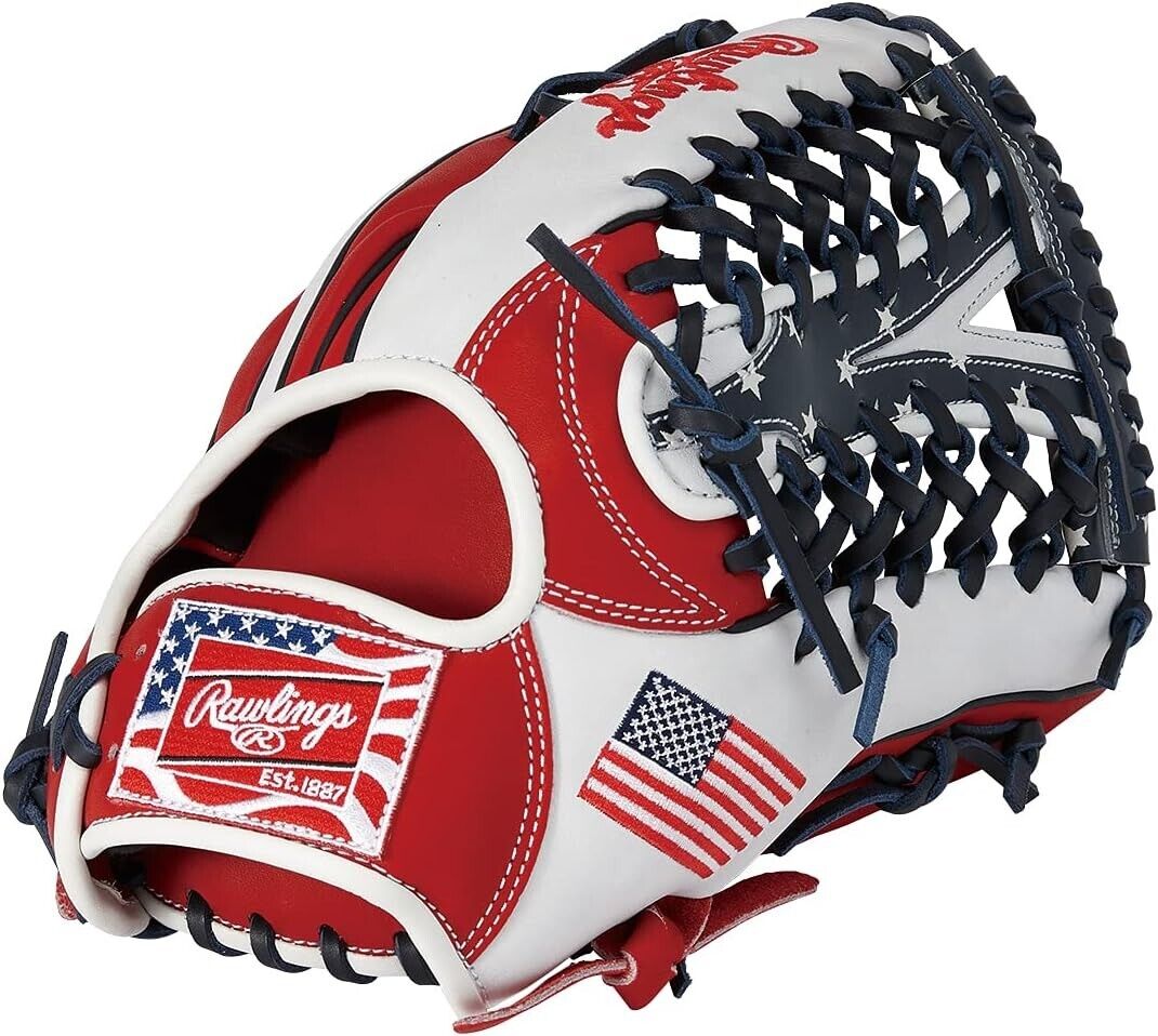 Rawlings Heart of the Hide USA Star & Stripes Outfielder Glove Navy/White 12.5"